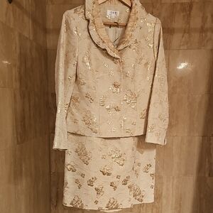 Gold Floral Ruffled Suit